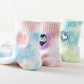 Tie-Dyed Love Embroidery Sports Socks_Cwms0247