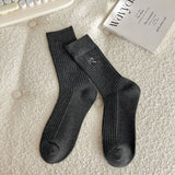 BOW EMBROIDERED CREW SOCKS CUTE STYLISH FOR WOMEN_CWMS0949