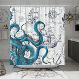 OCTOPUS PIRATE SHIP BATHROOM SHOWER CURTAIN_CWMM1804