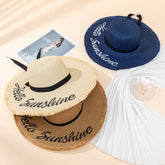 SMALL FRESH LARGE BRIM SUMMER BOW STRAW HAT_CWAH3479