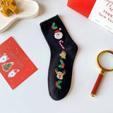 SANTA CLAUS ELK PATTERN CREW SOCKS FOR CHRISTMAS_CWMS0904