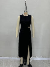 Split Sleeveless Casual Solid-Color Long Dress