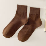 SIMPLE STYLE SOLID COTTON CREW SOCKS FOR WOMENS_CWMS1373