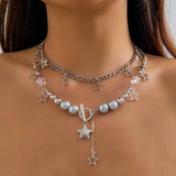 BEADED NECKLACE WITH STAR SHAPED PENDANT TASSELS_CWAJE1158