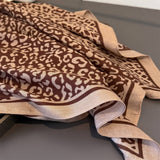 Leopard Herringbone Color Block Silk Scarf_Cwasc03315
