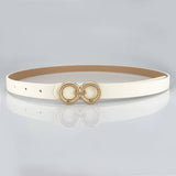 DOUBLE ROUND BUCKLE VERSATILE WOMENS THIN BELT_CWABE0693