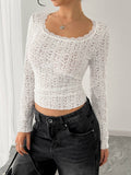 U-Neck Lace-Trimmed Slim-Fit T-Shirt