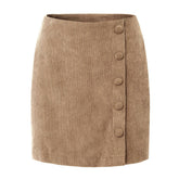 CORDUROY SKIRT SOLID COLOR HIGH WAIST SLIM HIPSKIRT_CWAB4810