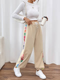 Women Loose Casual Striped Patchwork Sweatpants