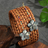 FASHIONABLE TEARDROP SHAPED SHELL METAL EARRINGS_CWMM4338