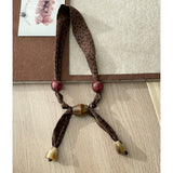 Leopard Beaded Silk Scarf Necklace Vintage_Cwaha08036