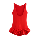 CHIC RUFFLE ACCENT DRESS FRENCH DESIGN DRESS_CWDMD5808