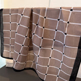 Elegant Plaid Satin Square Neck Scarf Wrap_Cwasc03320