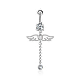 Wing Cz Navel Ring 316L Stainless Steel Piercing_Cwmm9380