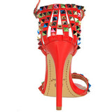 Women Stiletto Open Toe Studded High Heels