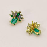 RETRO PERSONALIZED COLORED ZIRCON EARRINGS_CWAJE1001