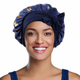 BUTTERFLY PRINT STRETCH NIGHTCAP WITH LONG RIBBON_CWAH1476