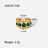GOLD STAINLESS STEEL INLAID NATURAL STONE RINGS_CWAJE0611