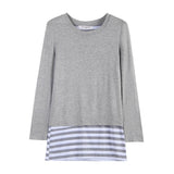 Two Fake Round-Neck Striped Patchwork T-Shirts