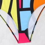 MULTICOLOR HIGH WAISTED TANKINI SWIMSUIT _CWMW0221
