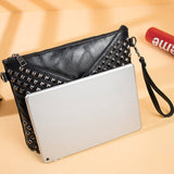 SKULL RIVET LARGE CAPACITY CLIP BAG CLUTCH BAG_CWAB1470