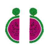 RICE BEAD WOVEN WATERMELON EARRINGS FRUIT EARRINGS_CWAJE0995