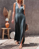 V-Neck Neck Waist Waist Casual Fashion Long Dress