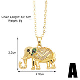 ELEPHANT GOLD PLATEDPENDANT NECKLACE INLAID ZIRCON_CWAJE0901