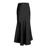 SATIN SKIRT HIGH WAIST STITCHING LONG SKIRT_CWBSS0380