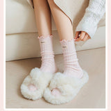 Women Flower Ear Edge Long Crew Socks_Cwms0420