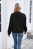 Solid-Color Round-Neck Zipper Loose Jacket