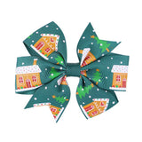 CHILDRENS CHRISTMAS SNOWMAN PRINT BOW HAIR CLIP_CWAHA2357