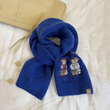 BEAR EMBROIDERED KNITTED SCARF FOR WARMTH AND COZY_CWASC1497