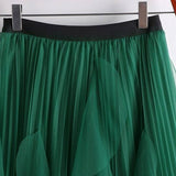 Tulle Skirt Mid-Length High Waist Pleated Skirt_Cwbls0397