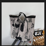LETTER EMBROIDERED LARGE CAPACITY CANVAS TOTE BAG_CWAB1682