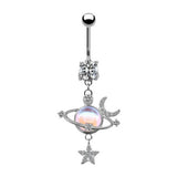 FAN SHAPE CZ BELLY RING HYPOALLERGENIC STYLE_CWMM9198