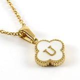 Cwaje1944_Simple Four Leaf Clover Letter Necklace