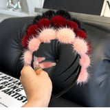 CUTE REAL MINK FUR BALL HEADBAND FUR HEADDRESS_CWMM2529