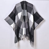 PLAID CAPE COLORBLOCK WINTER SHAWL FOR TRAVEL_CWASC0960