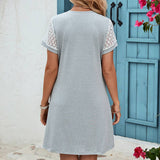 Solid Color Short-Sleeved Knit Dress