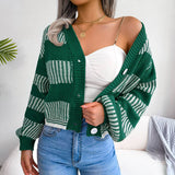Striped Lantern Sleeve Cardigan Jacket
