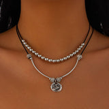 Vintage Irregular Alloy Turquoise Necklace Set_Cwmm3187