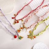 COLORFUL SCARF NECKLACE WITH FRUIT CHARMS_CWMM8801