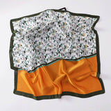 Vintage Letter Print Satin Square Scarf For Women_Cwasc0809