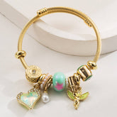 DIY BEADED STEEL BRACELET WITH ANGEL HEART_CWMM8478