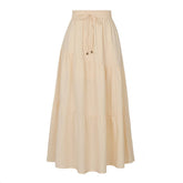 COTTON AND LINEN MAXI SKIRT WITH PLEATED HEM_CWBSS0381