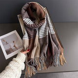 Colorblock Plaid Tassel Scarf Wrap For Winter_Cwasc03275