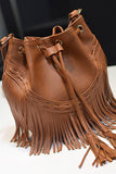 Cwab1570_Leisure Drawstring Tassel Bucket Shoulder Bag