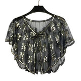 LEAF SEQUIN SHEER SHAWL EVENING PARTY CAPE_CWMM8961