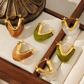 Triangle Geometric Stainless Steel 18Kgold Earrings_Cwmm3601